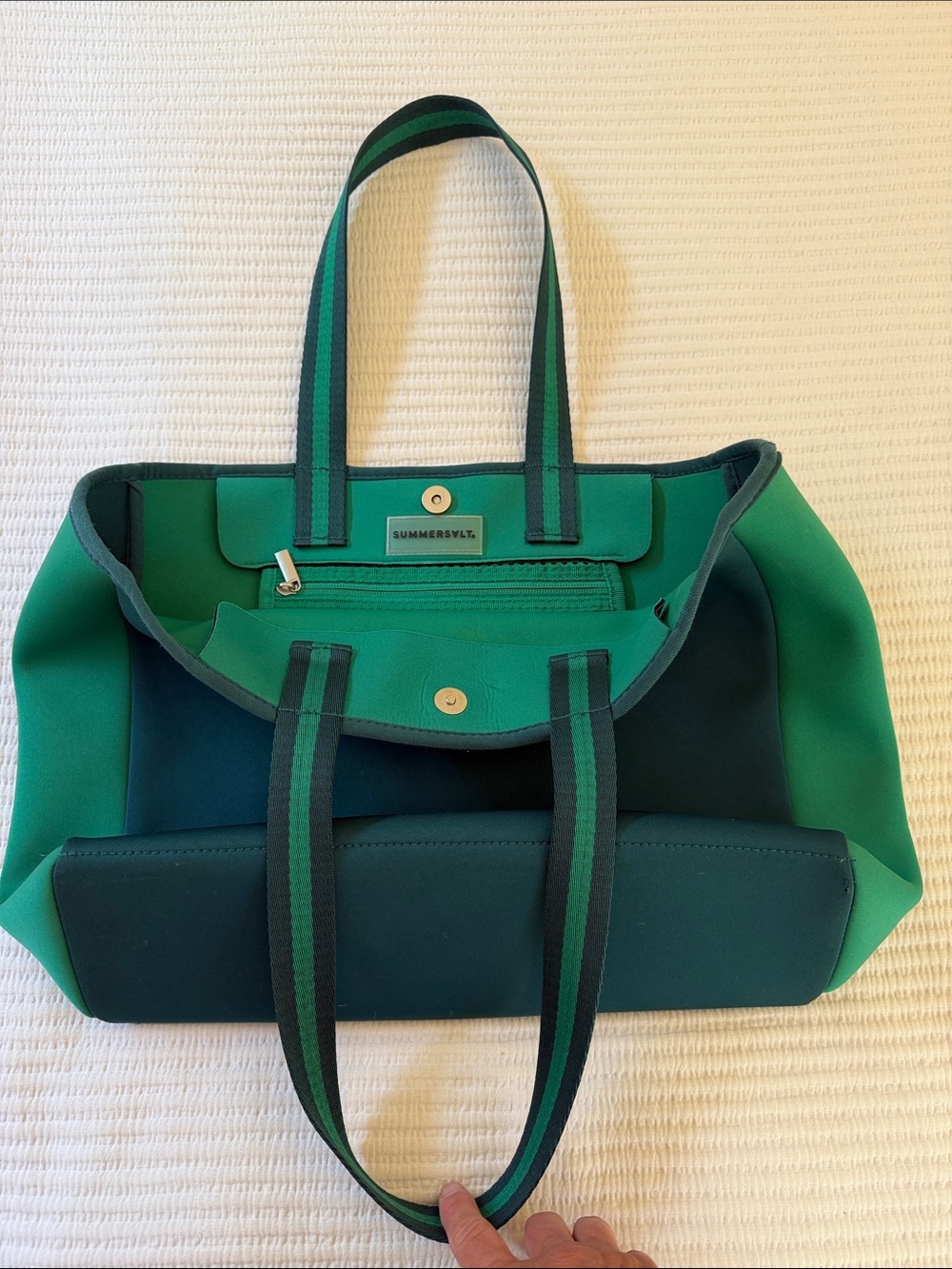 Summersalt Neoprene Tote Bag Green Colorblock Beach Pool Never Used